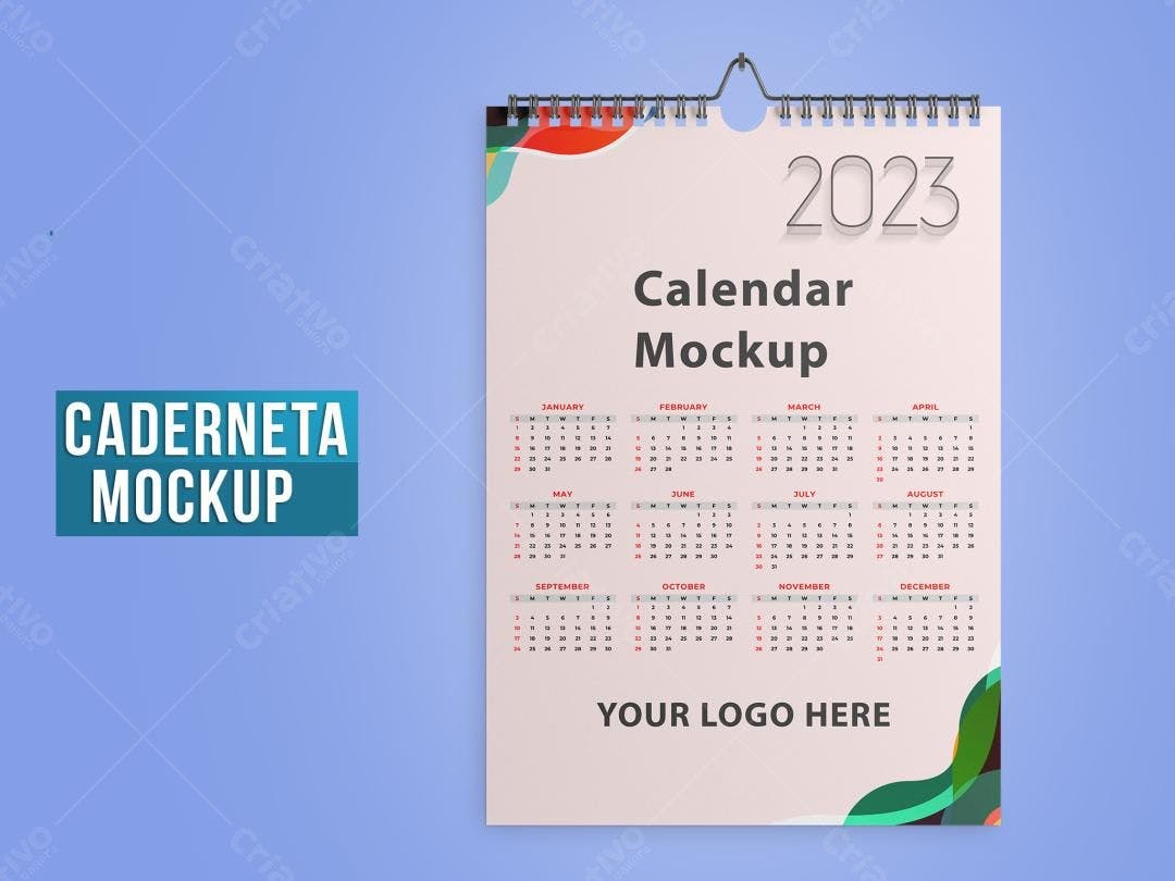 Mockup Calendário 2023: Design Moderno e Colorido