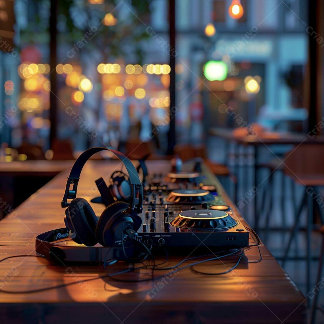 Mesa de DJ em bar noturno