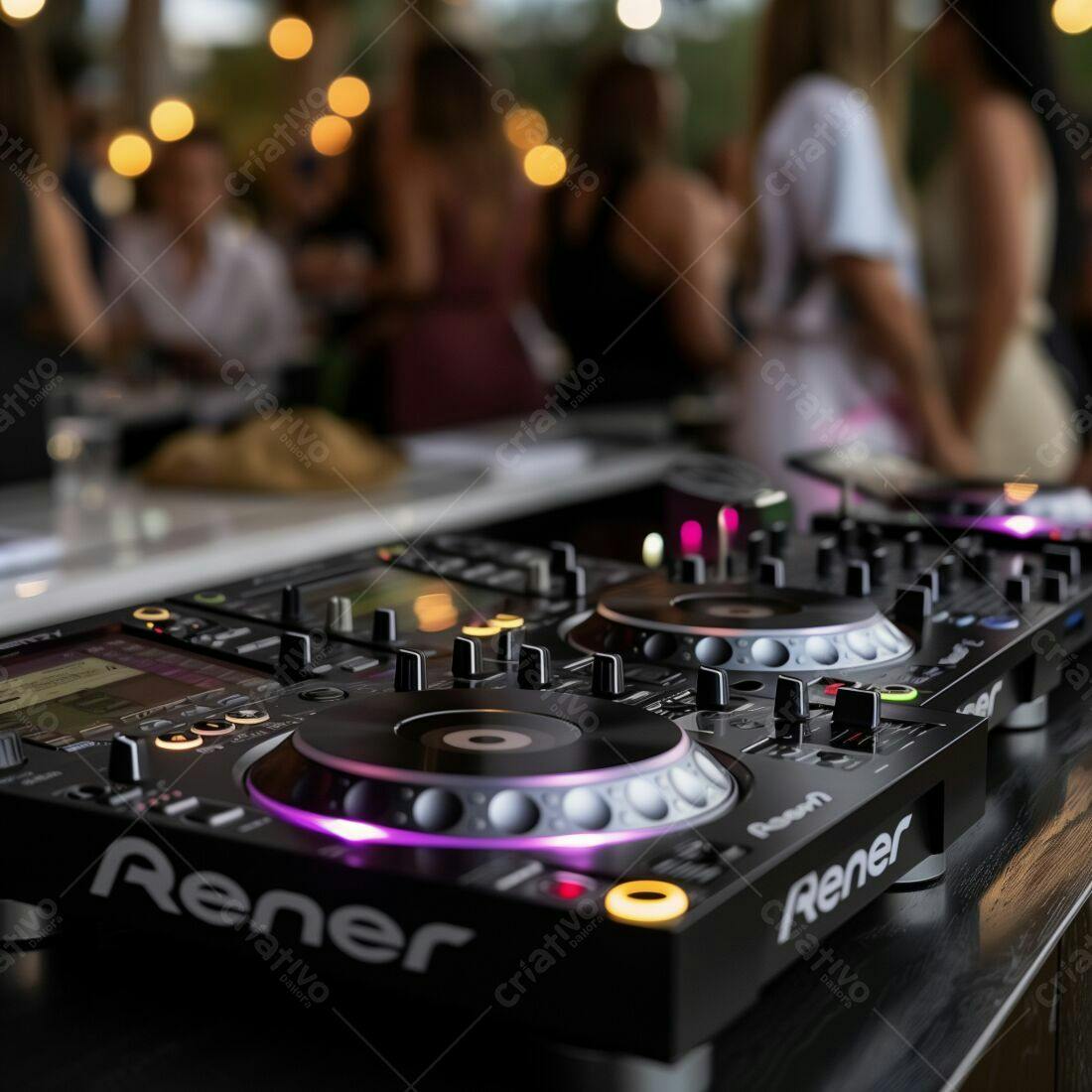 Mesa de DJ em festa noturna