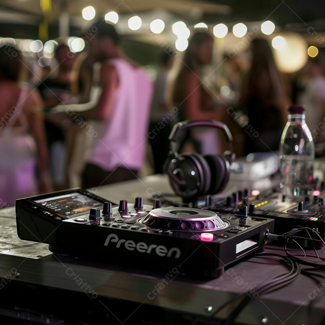 Mesa de DJ em festa noturna
