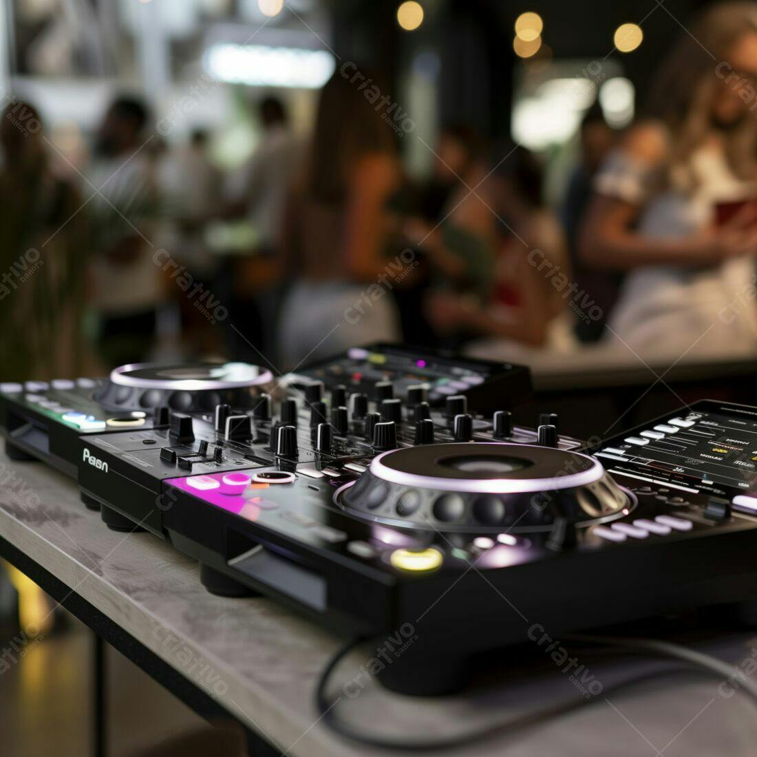 Mesa de DJ profissional em evento noturno