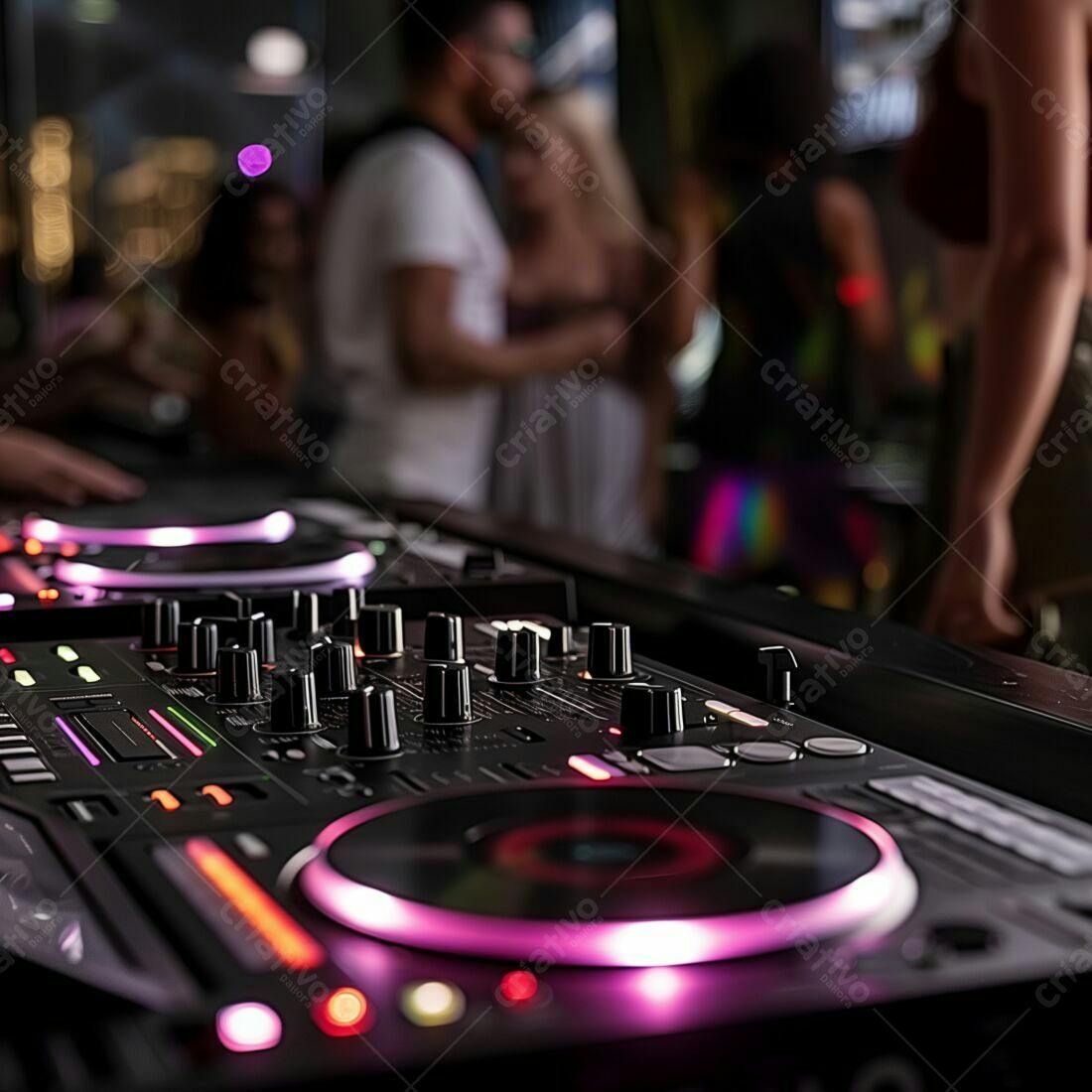 Mesa de DJ em festa noturna