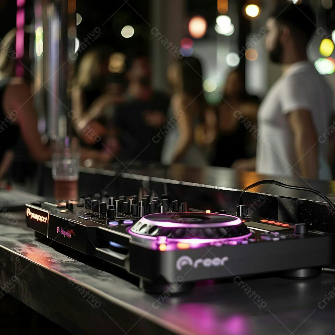 Mesa de DJ em balada noturna