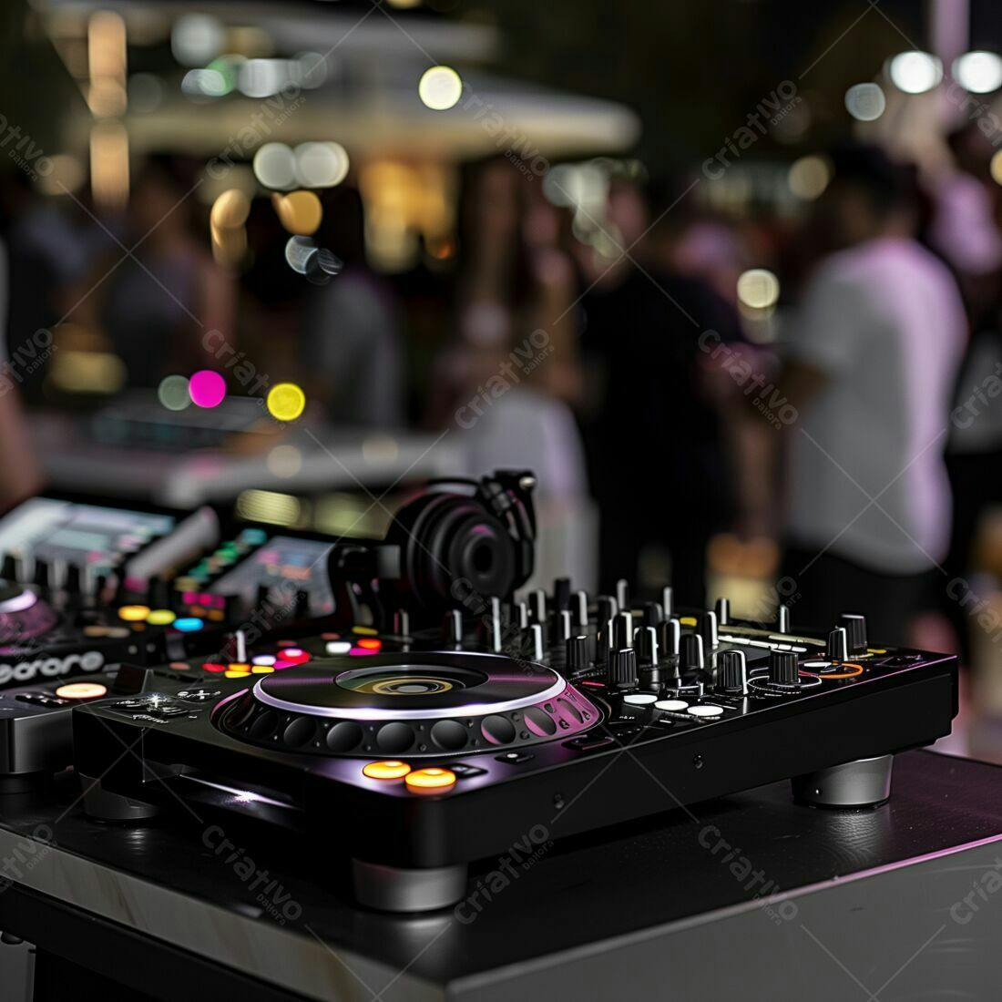 Mesa de DJ em festa noturna