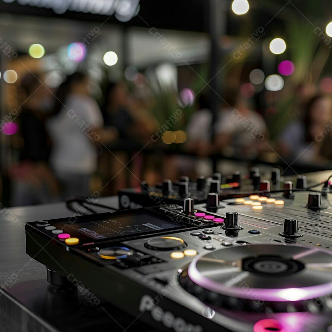 Mesa de DJ em festa noturna