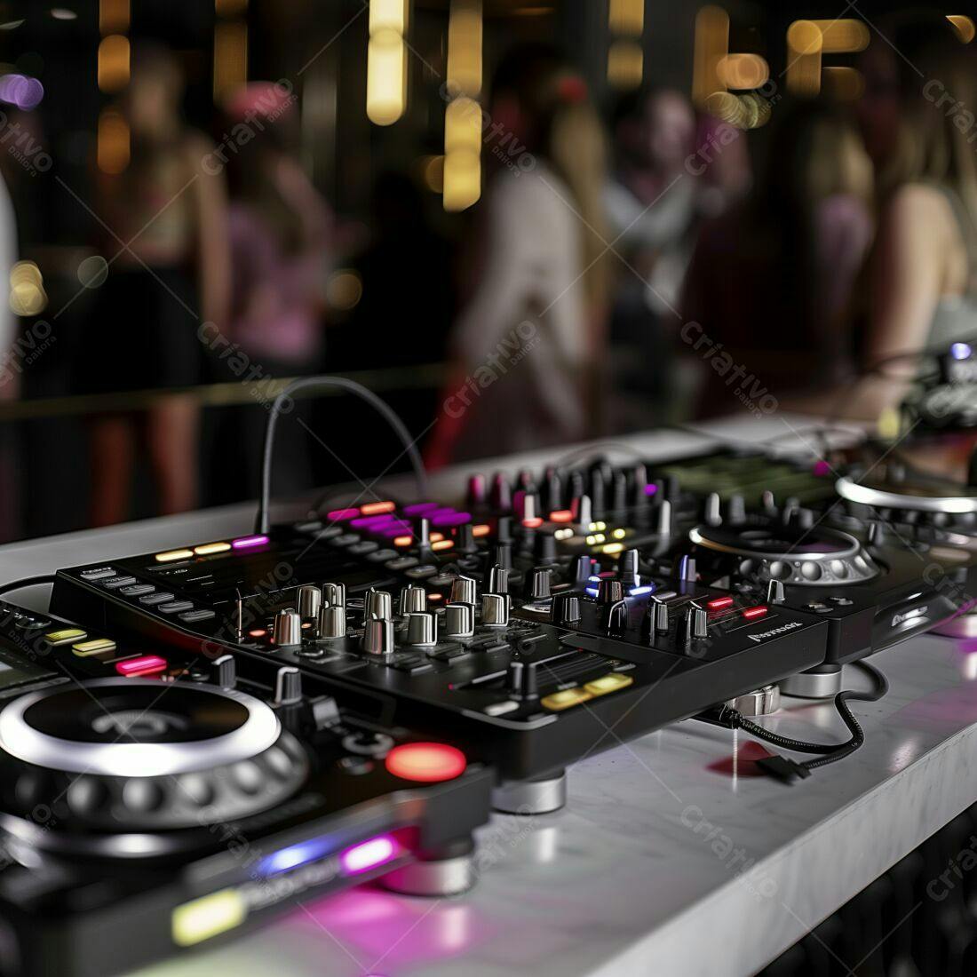 Mesa de DJ em boate noturna