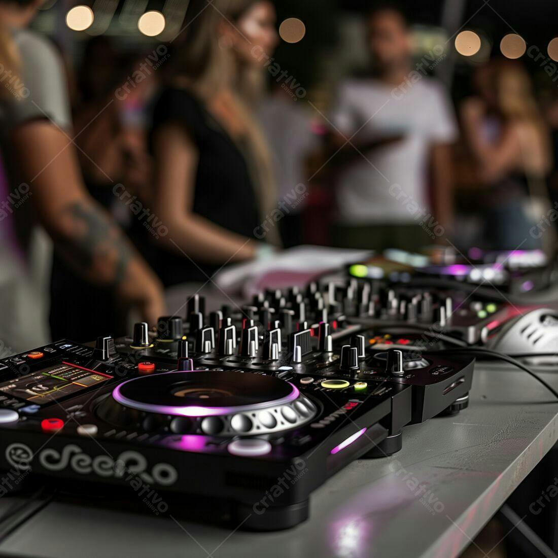 Mesa de DJ em festa noturna