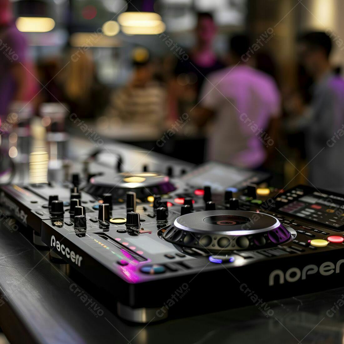 Mesa de DJ em festa noturna