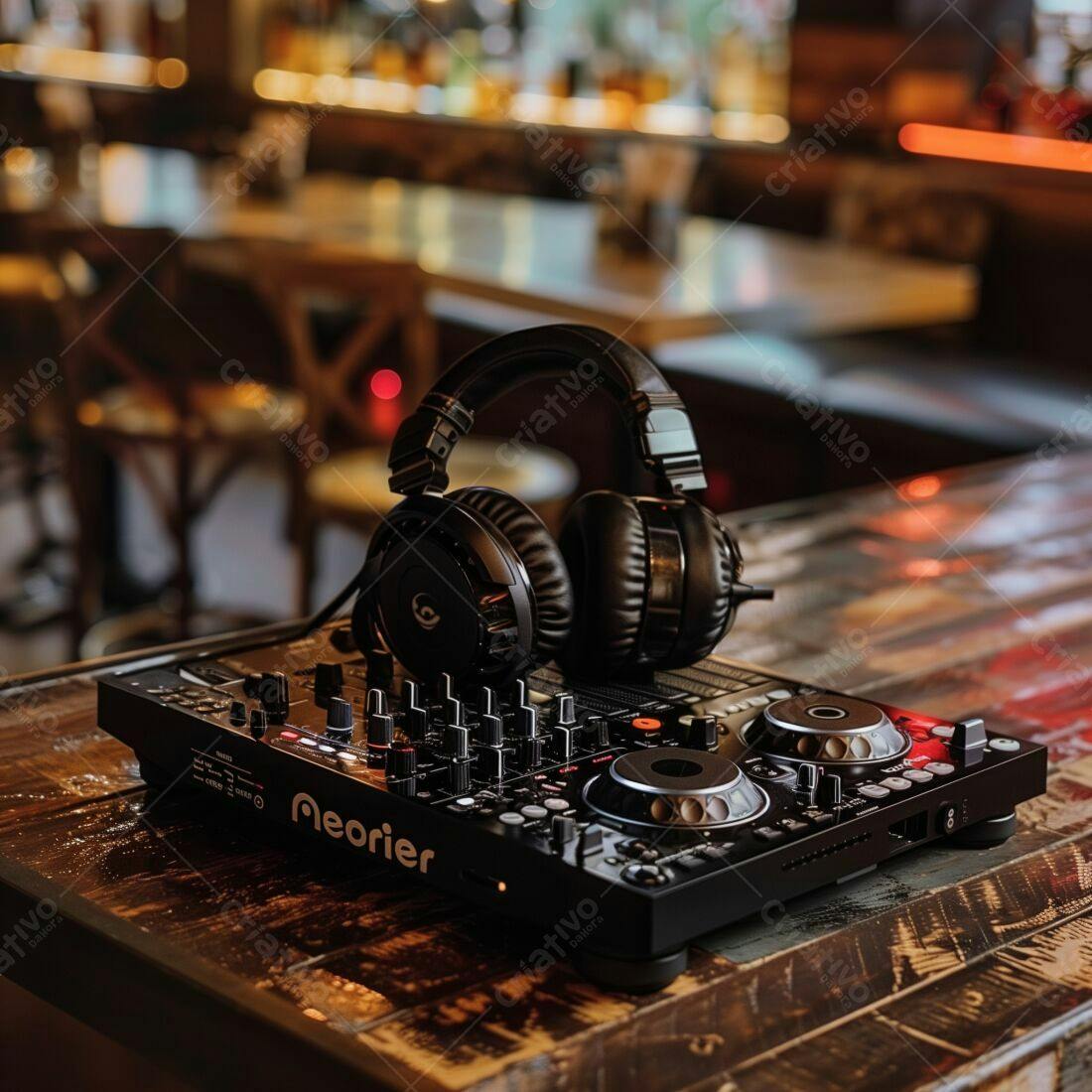 Headphone e Mixer DJ em Bar