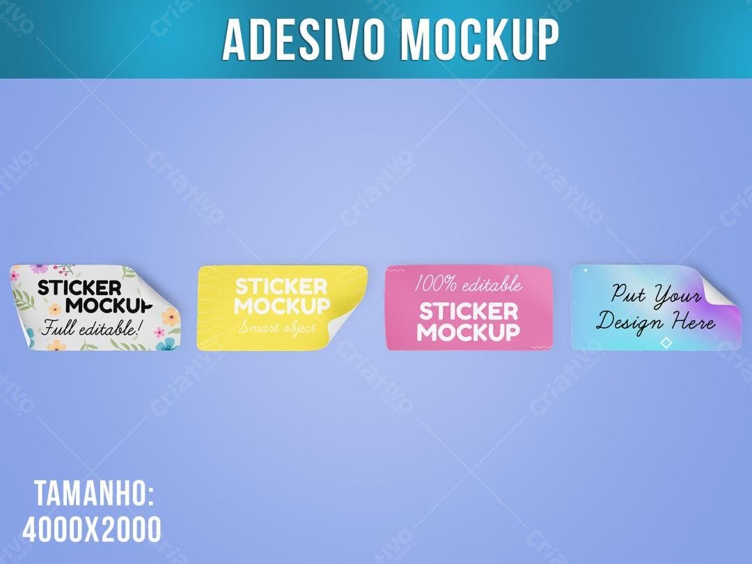Mockup de Adesivos: Design Moderno em Cores Vibrantes