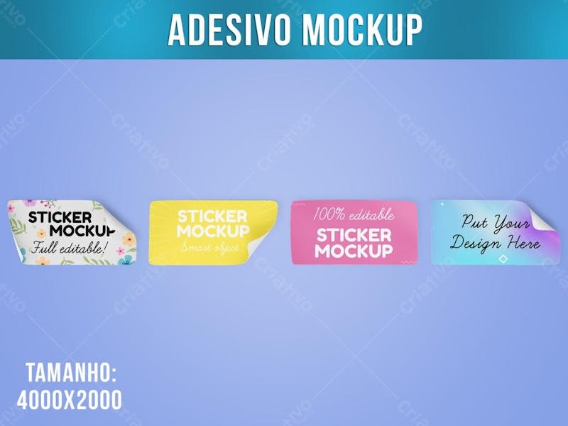 Adesivos mockup retangular