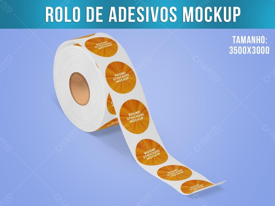 Mockup de Rolo de Adesivos Redondos em Amarelo e Branco