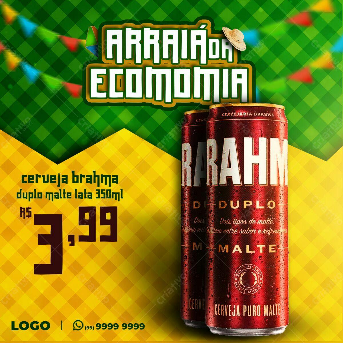 Flyer Arraia da Economia Cerveja Brahma PSD Editável