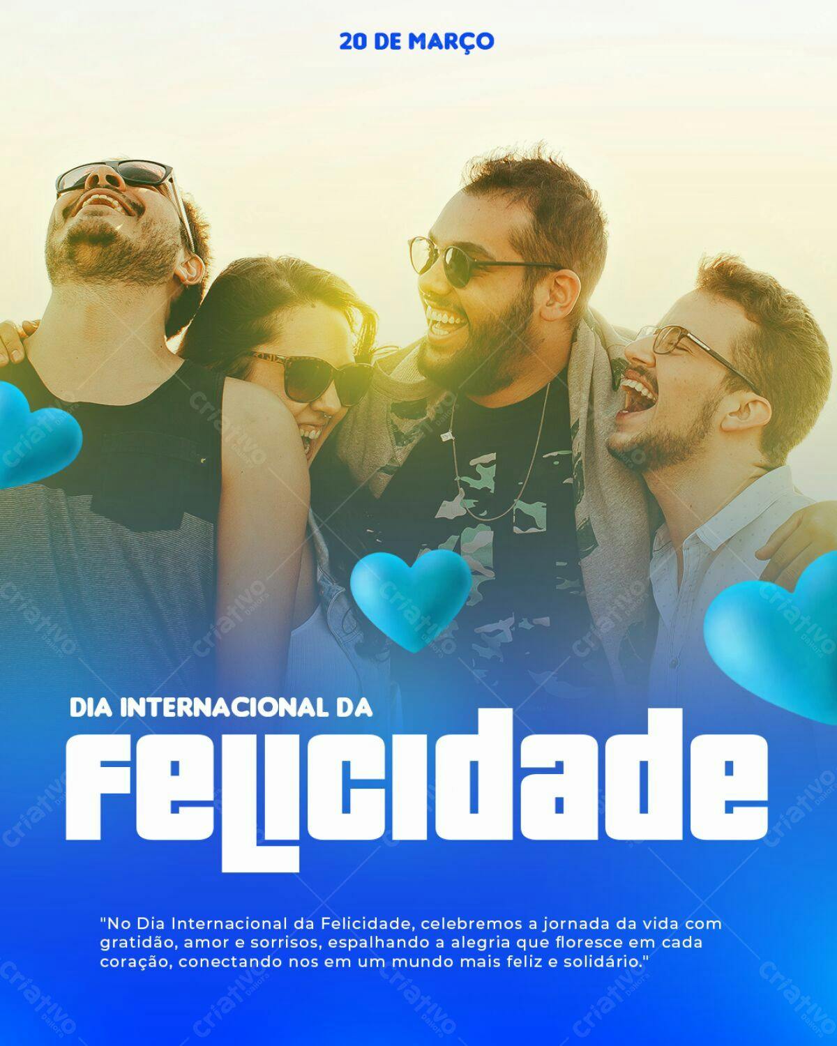 Flyer para Dia Internacional da Felicidade PSD Editável