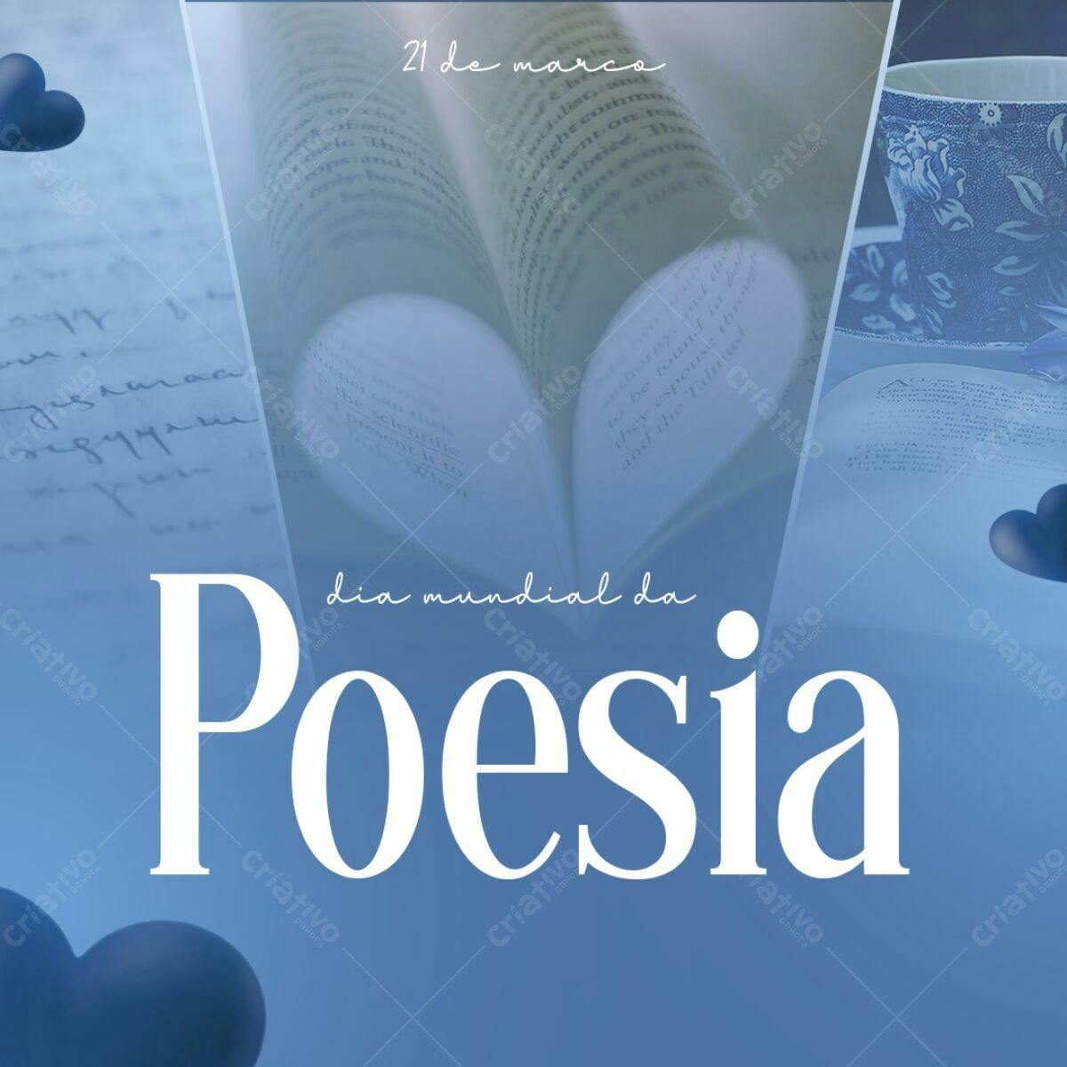 Flyer Dia Mundial da Poesia PSD Editável