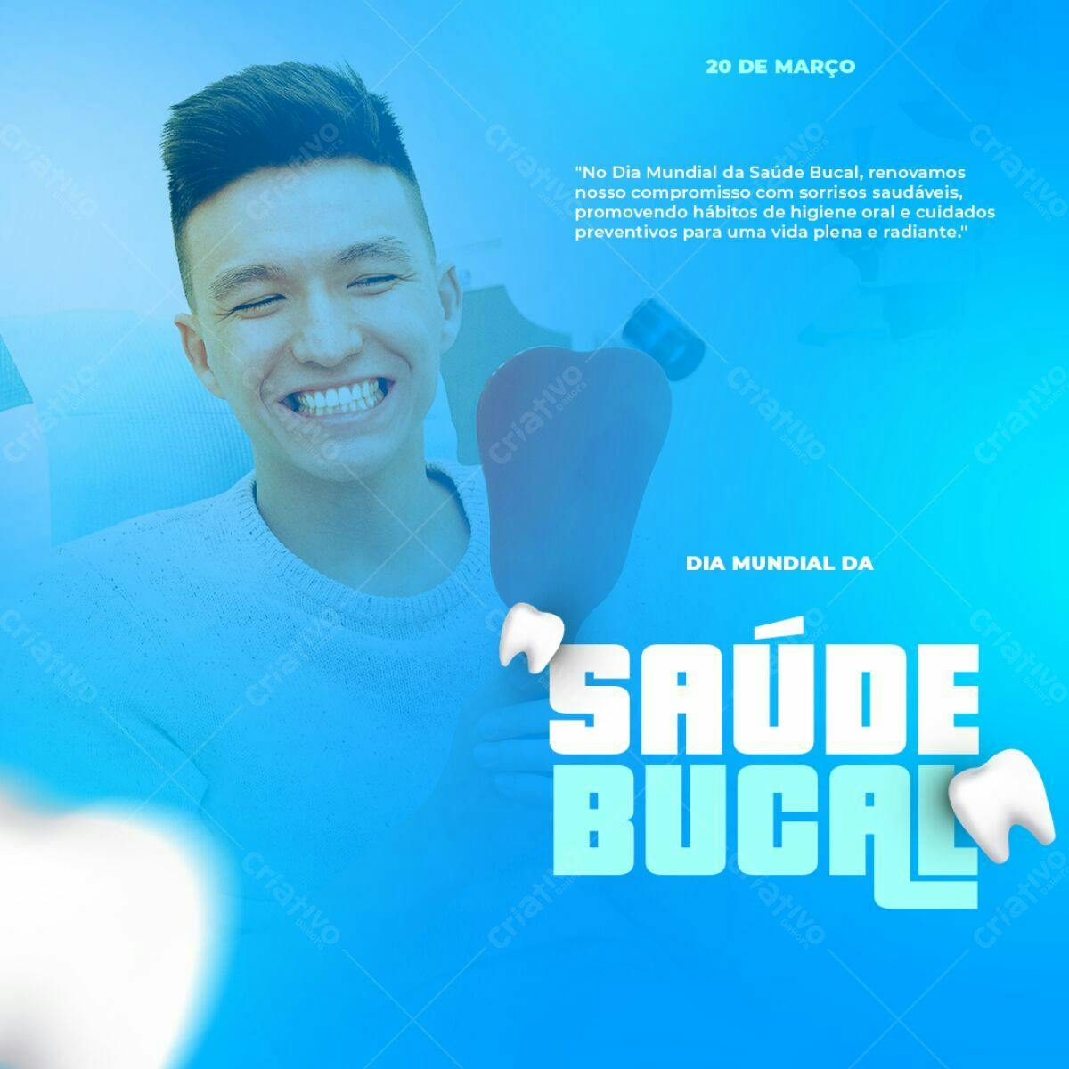 Post para o Dia Mundial da Saúde Bucal PSD Editável