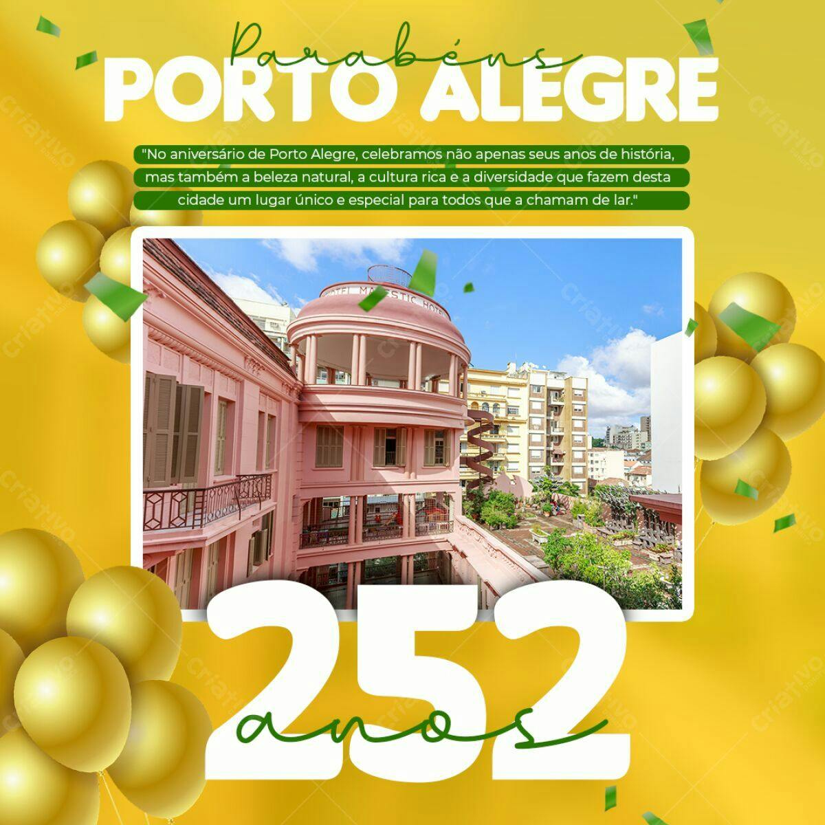 Flyer Aniversário Porto Alegre 252 Anos PSD Editável
