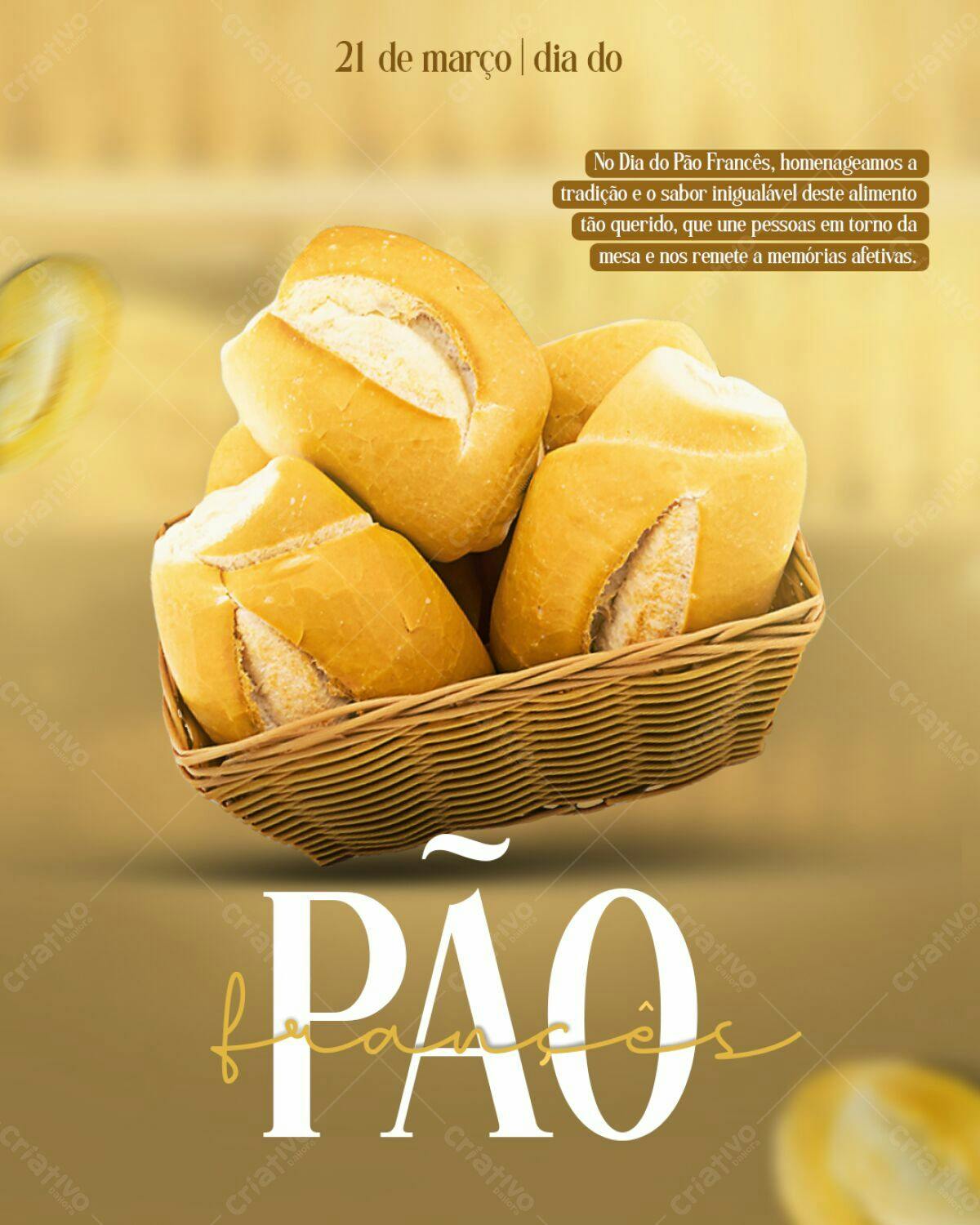 Flyer Dia do Pão Francês PSD Editável