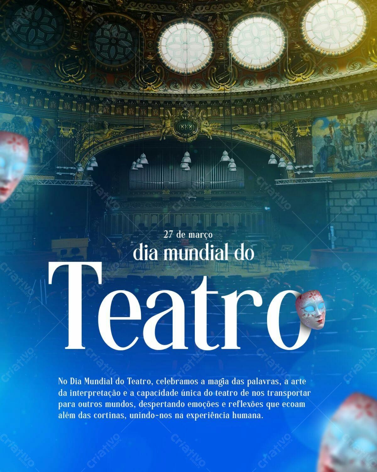 Flyer Dia Mundial do Teatro PSD Editável