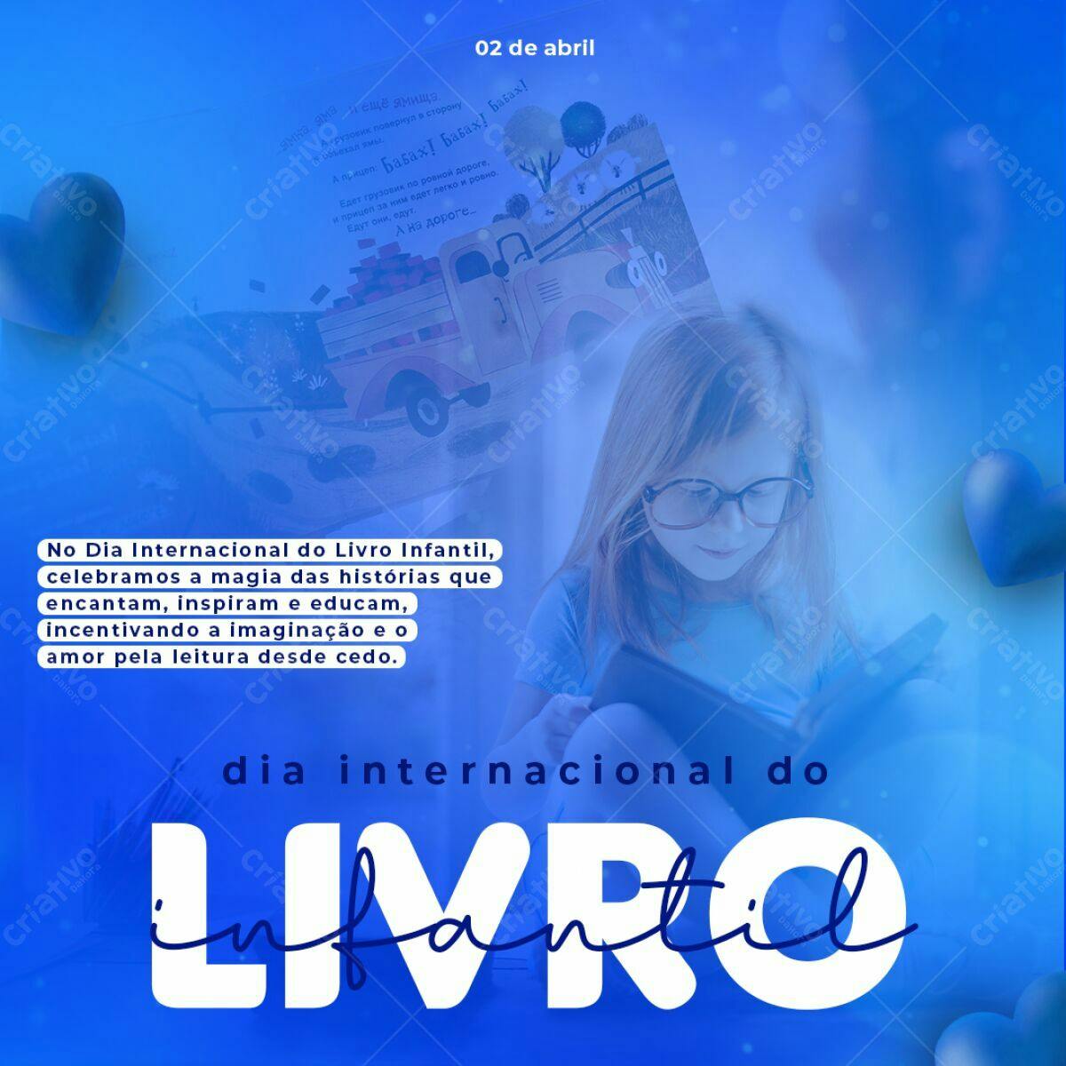 Flyer Dia Internacional do Livro Infantil PSD Editável