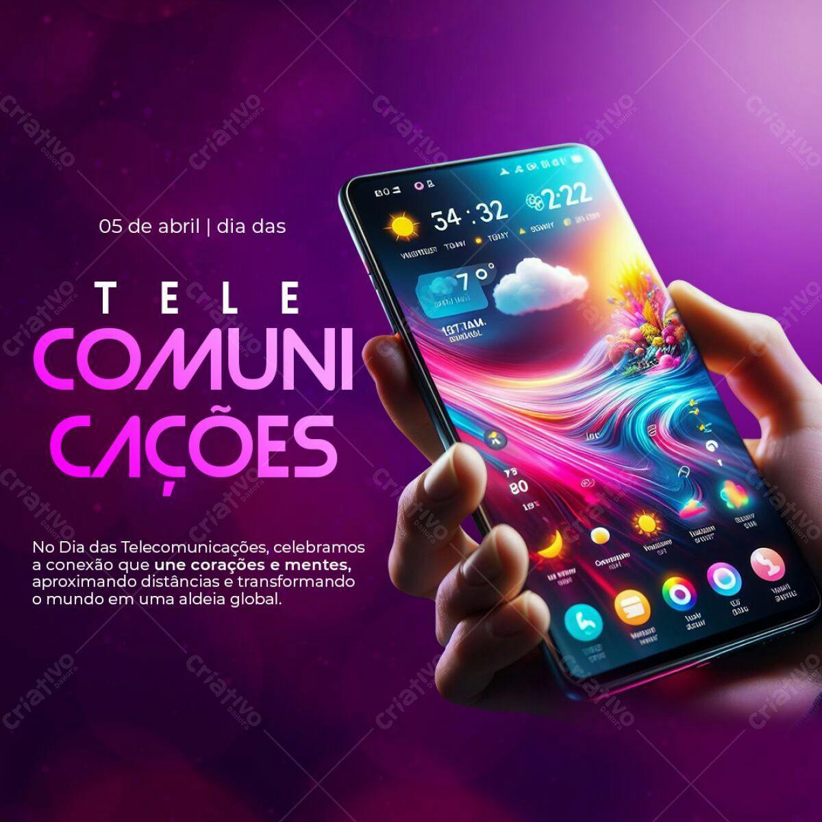 Post para o Dia das Telecomunicações PSD Editável