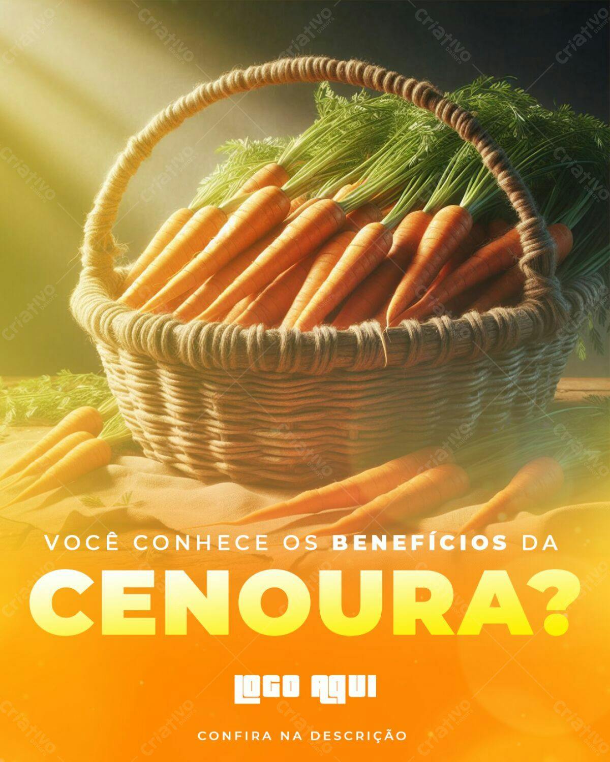 Post para Redes Sociais sobre Cenoura PSD Editável