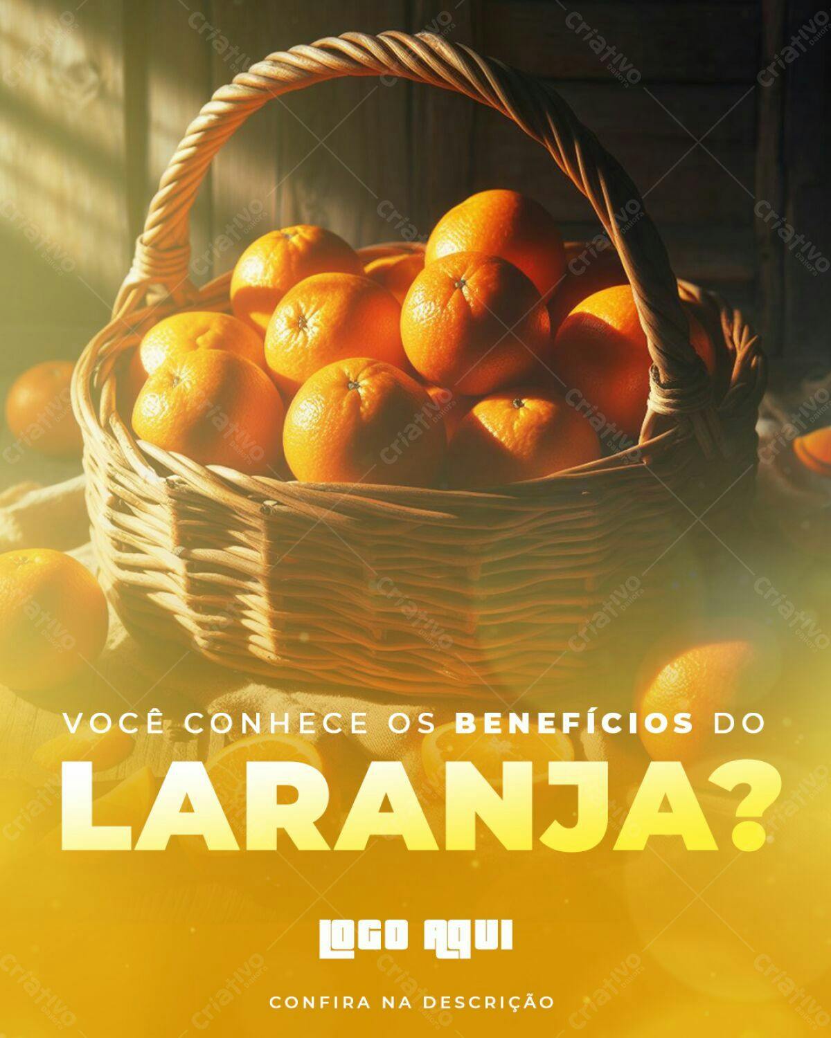 Flyer Benefícios da Laranja PSD Editável