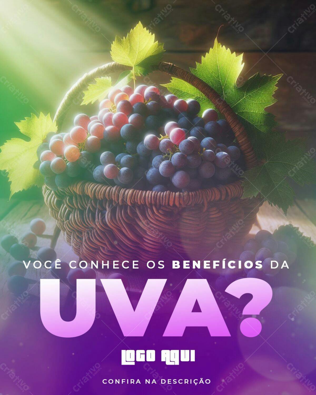 Flyer Benefícios da Uva PSD Editável