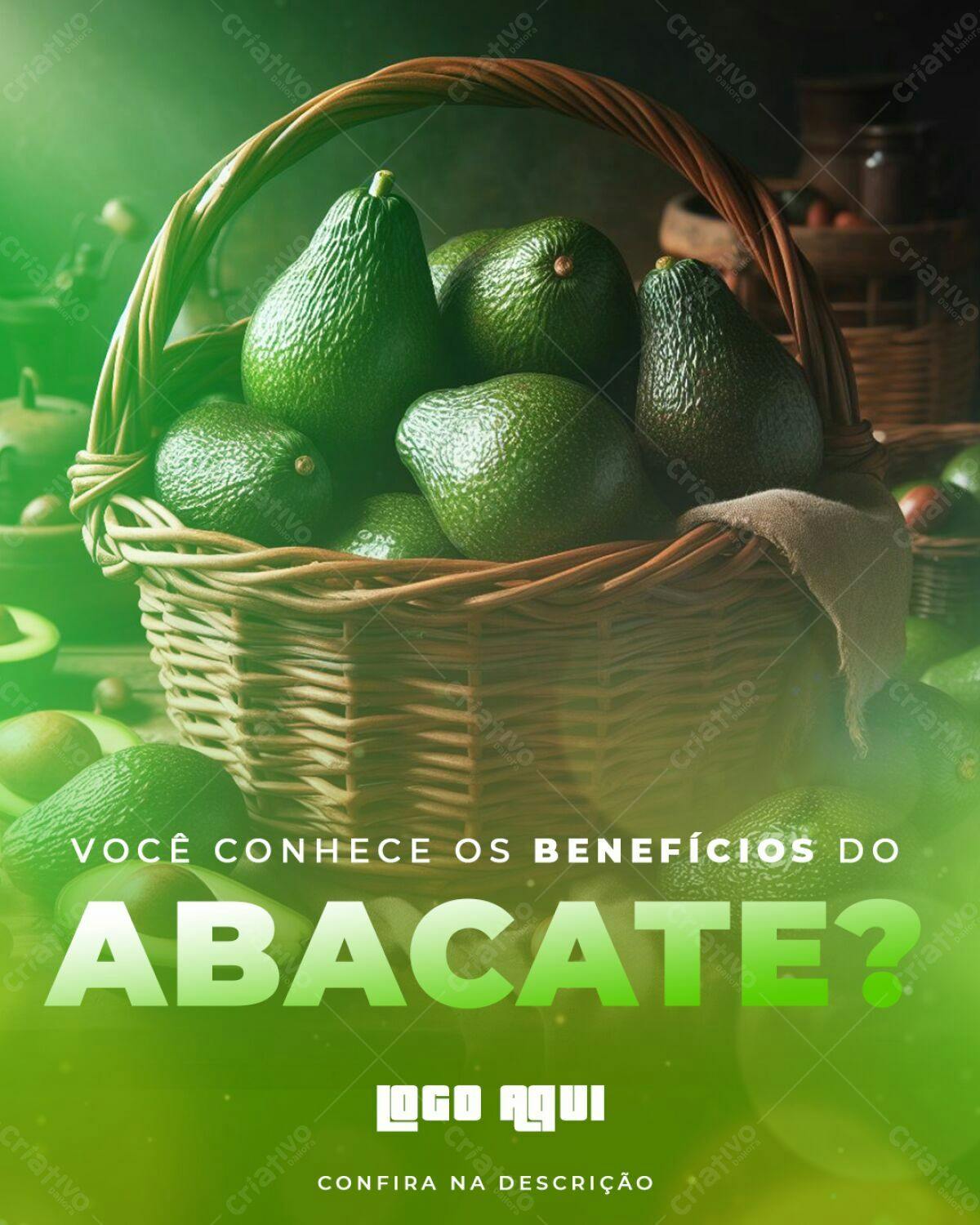 Flyer Benefícios do Abacate PSD Editável