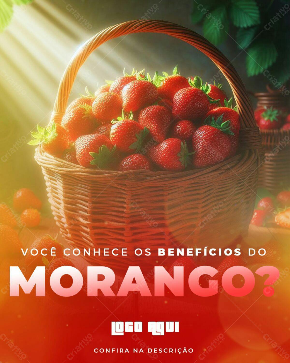 Flyer Benefícios do Morango PSD Editável
