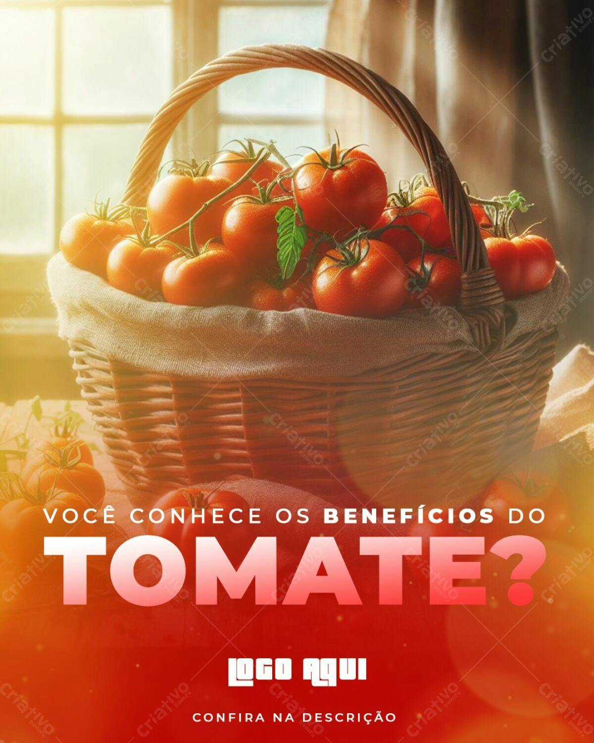 Flyer Benefícios do Tomate PSD Editável