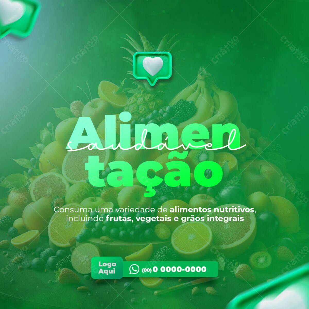Post para Alimentação Saudável PSD Editável