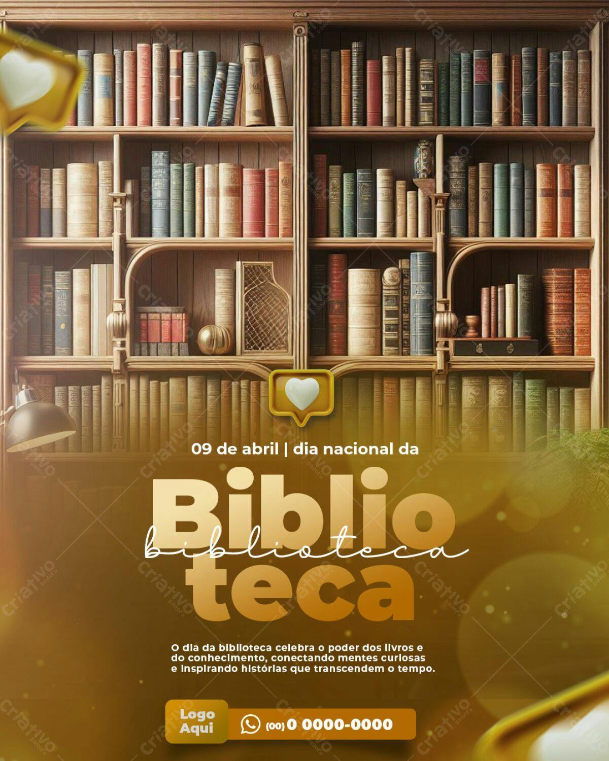 Flyer Dia Nacional da Biblioteca PSD Editável