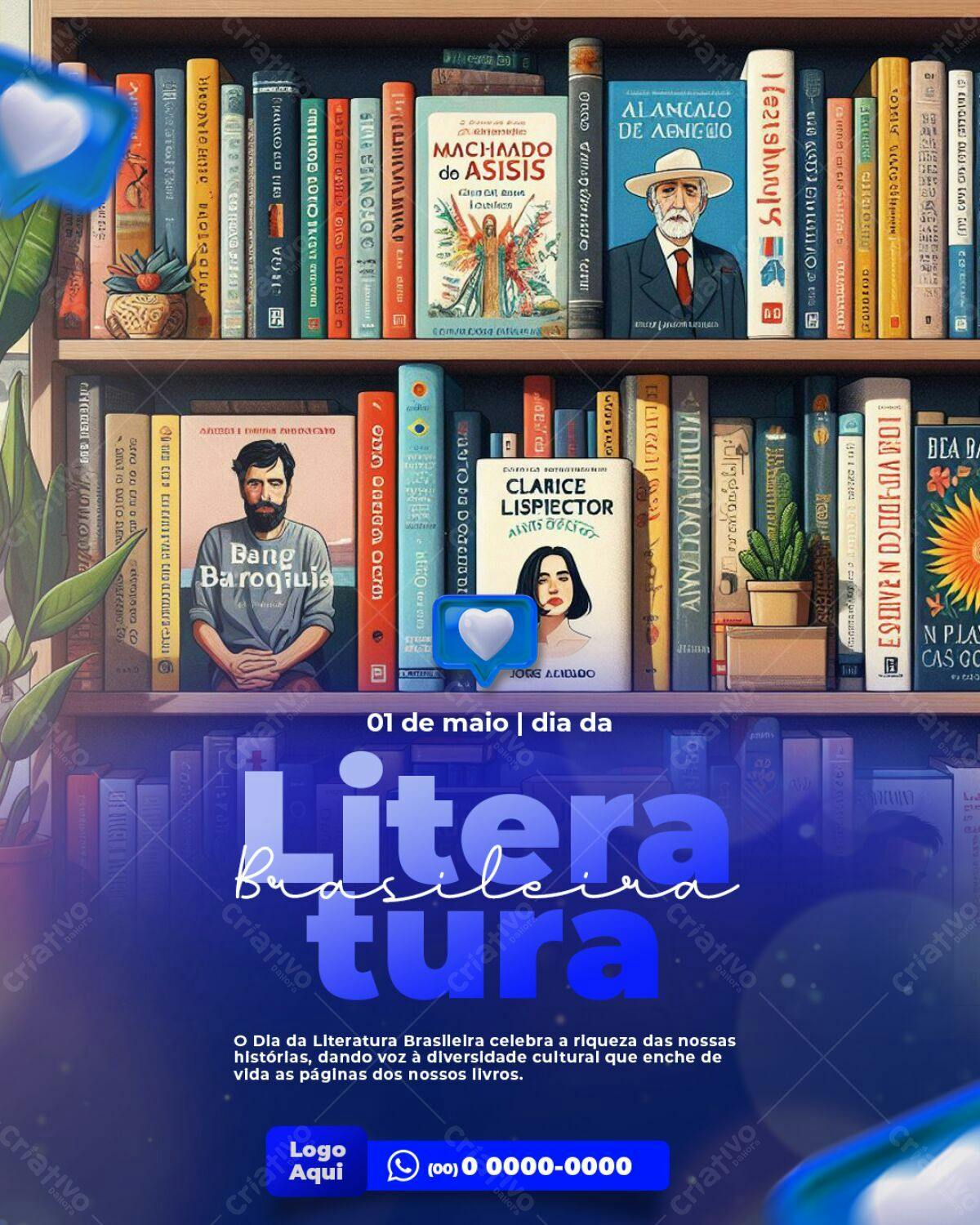 Flyer Dia da Literatura Brasileira PSD Editável
