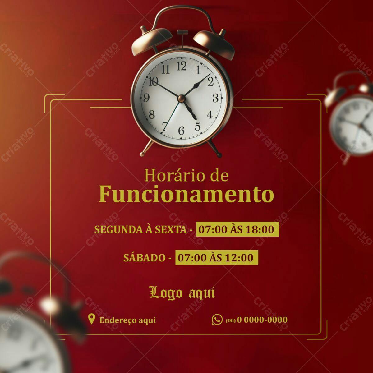 Flyer Horário de Funcionamento PSD Editável