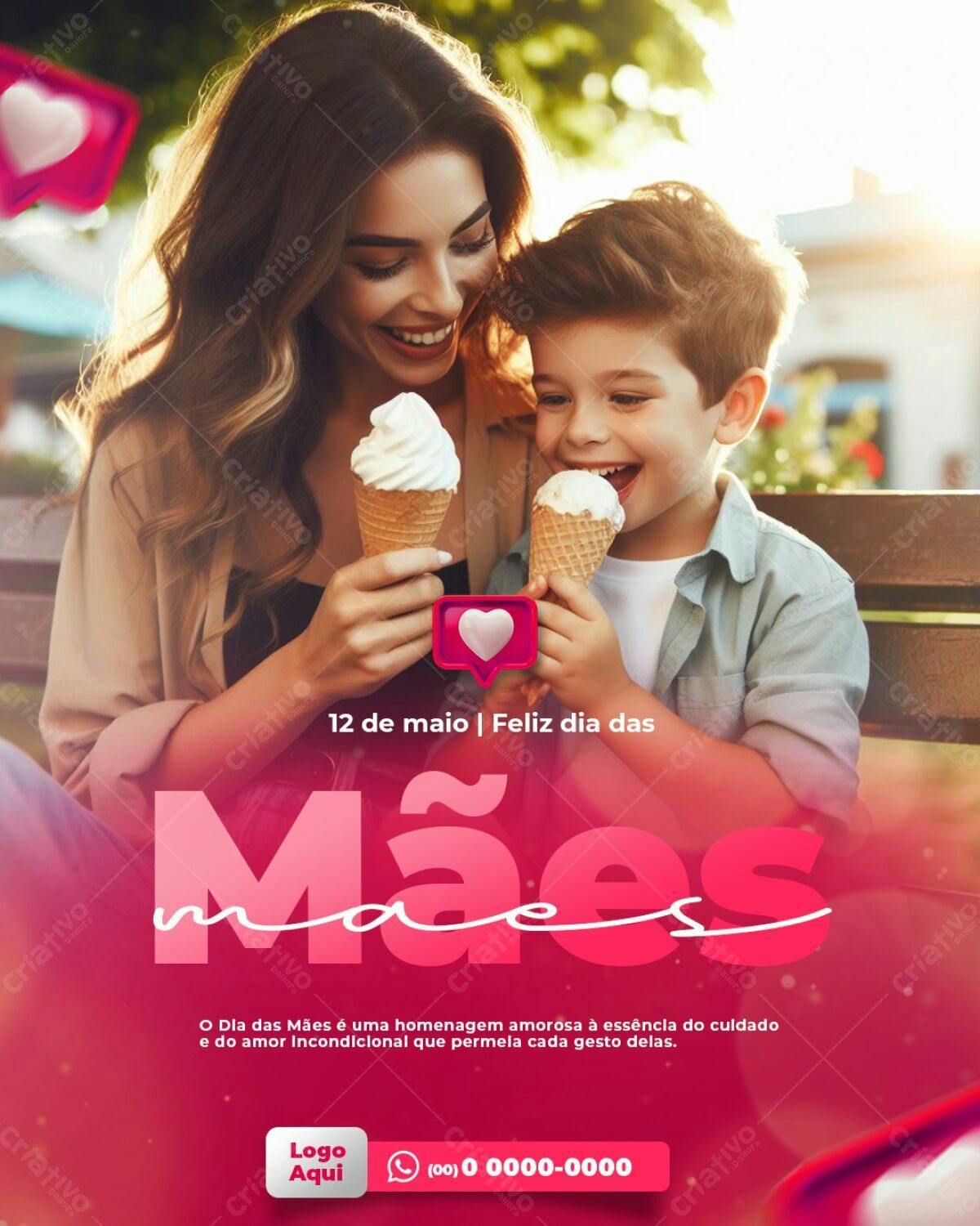 Flyer Dia das Mães com Sorvete PSD Editável