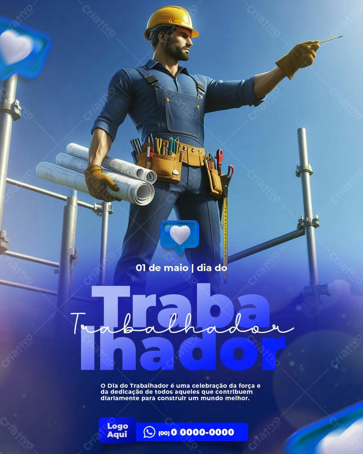 Flyer Dia do Trabalhador PSD Editável