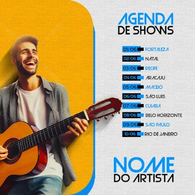 Agenda de shows social media