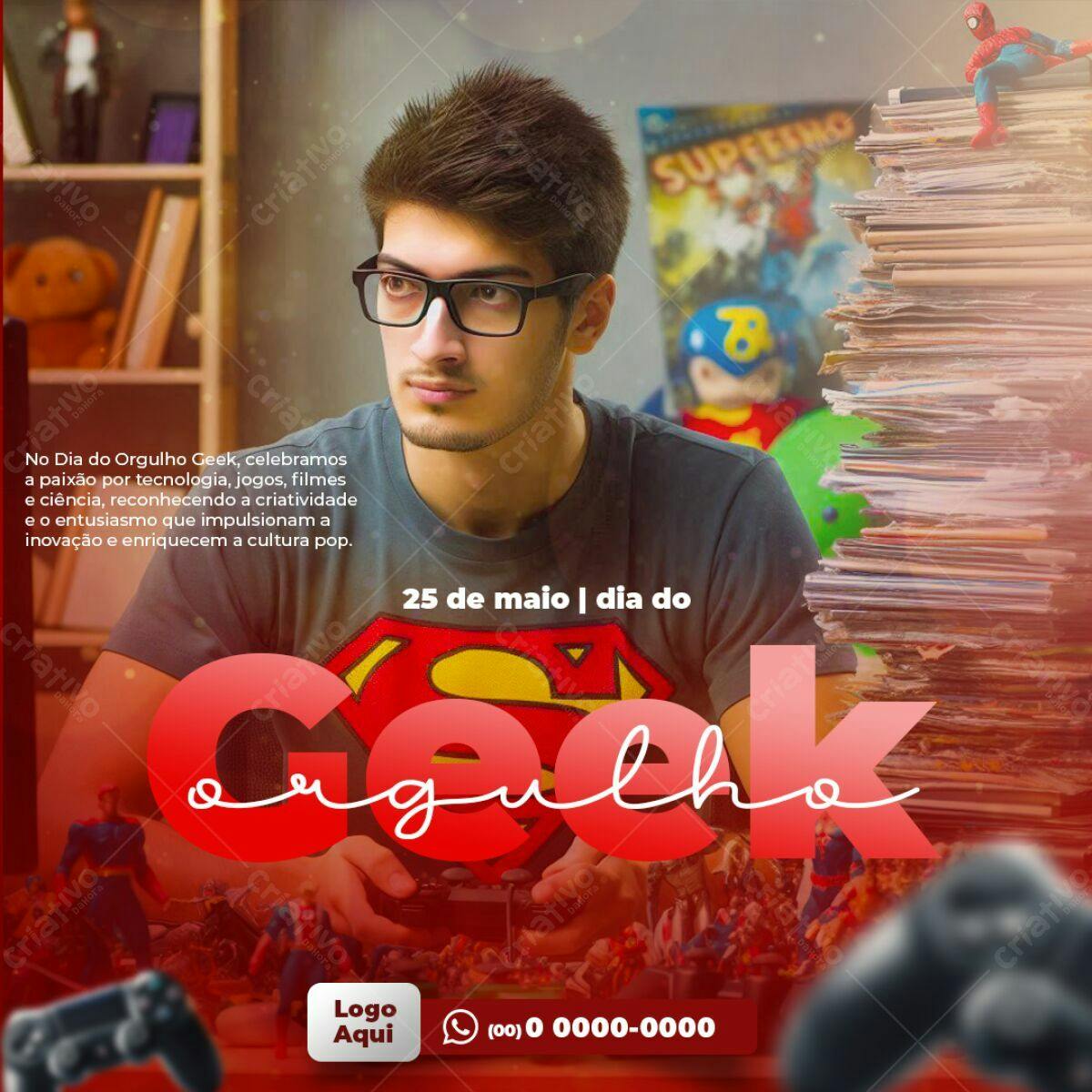 Flyer Dia do Orgulho Geek PSD Editável