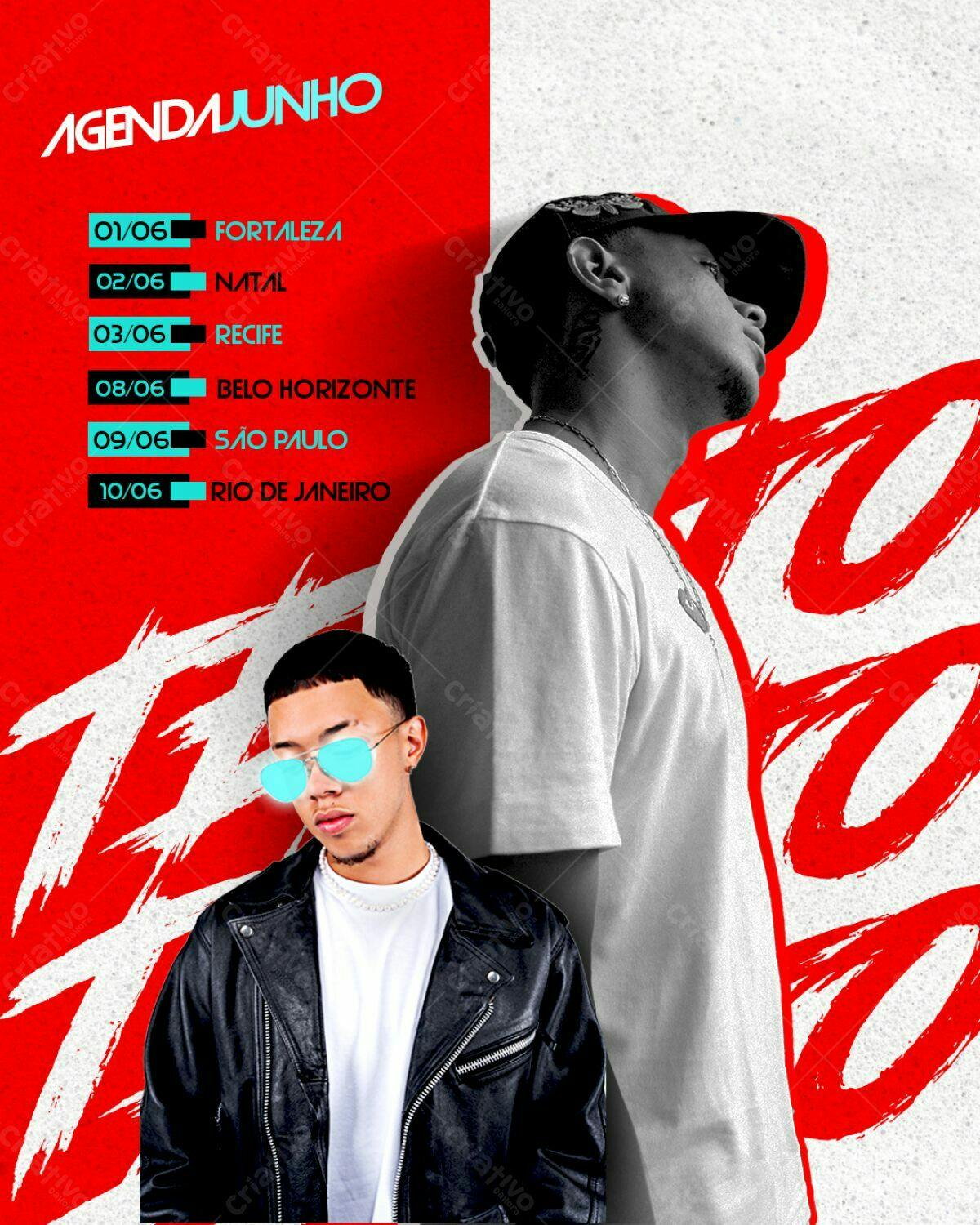Flyer Agenda de Shows Junho PSD Editável