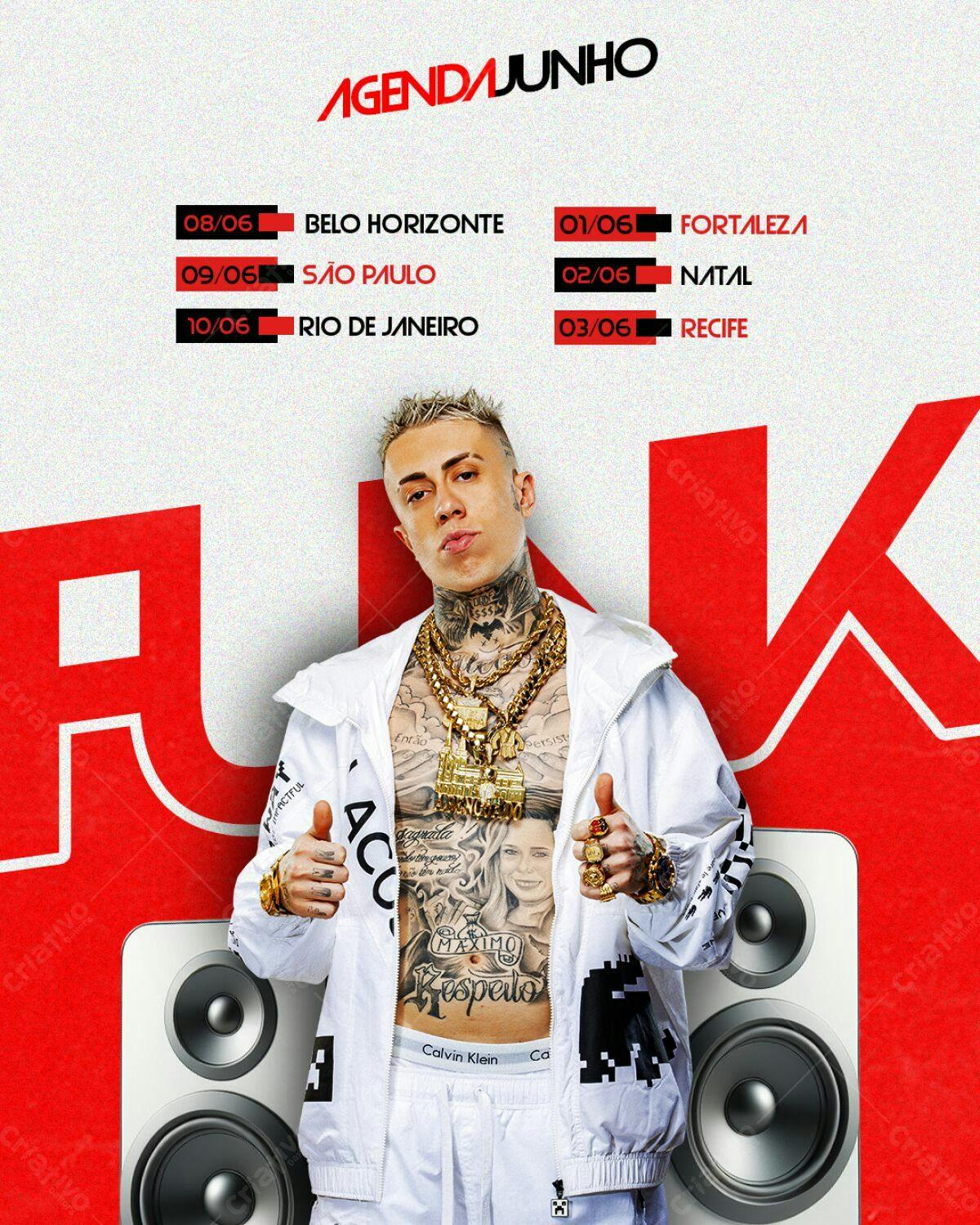Flyer Agenda de Shows Junho PSD Editável