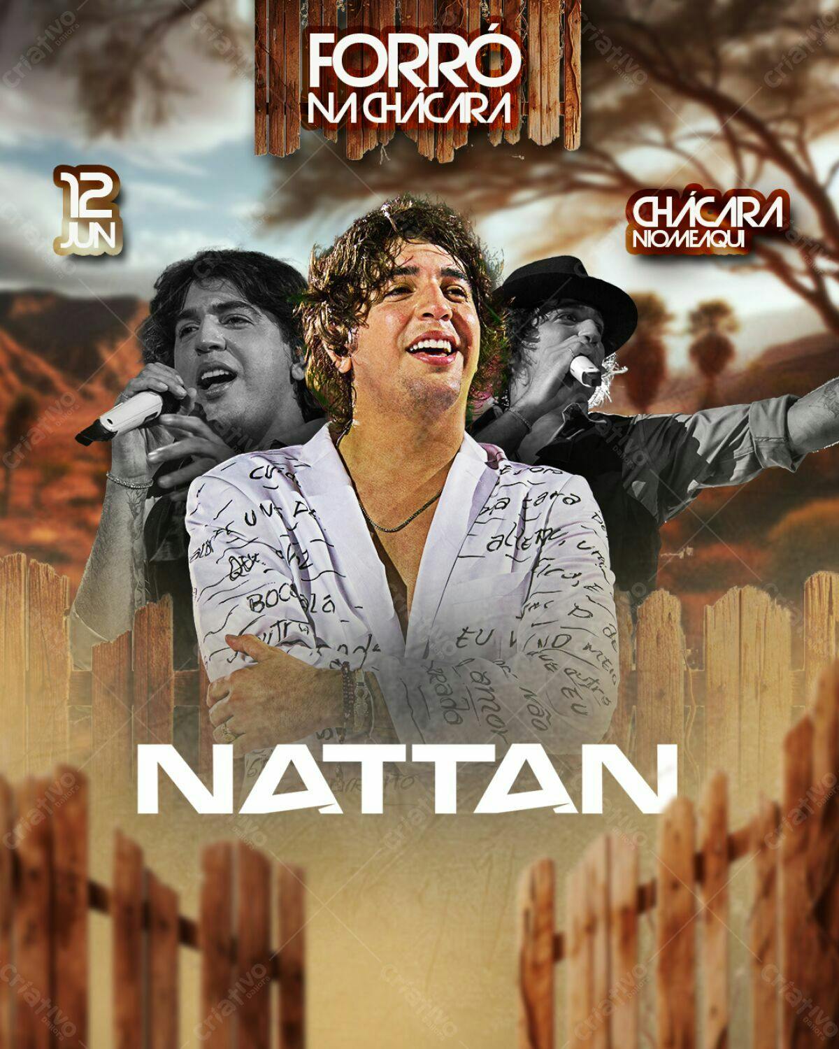 Flyer Forró Nattan na Chácara PSD Editável