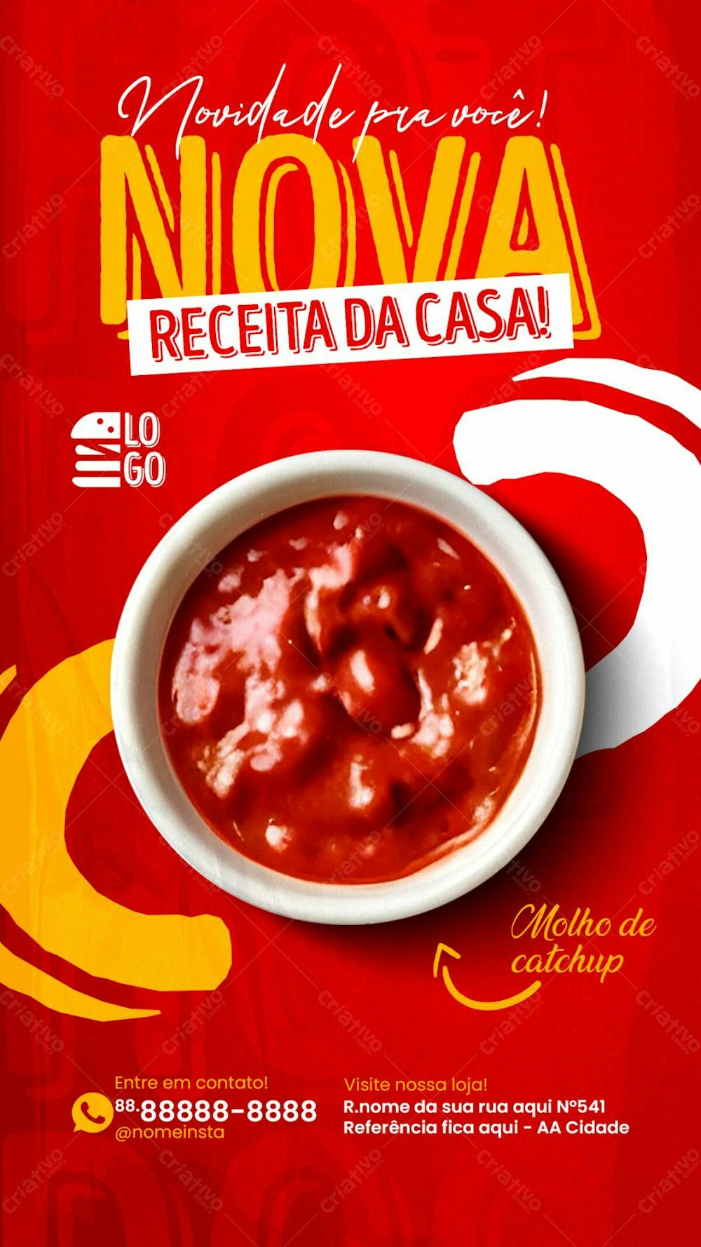 Stories Nova Receita De Molho De Catchup Artesanal Social Media Lanchonete Psd Editável