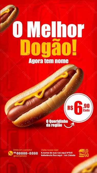 Stories o melhor dogão social media lanchonete psd editável