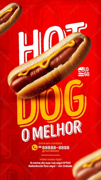 Stories o melhor hot dog social media lanchonete psd editável