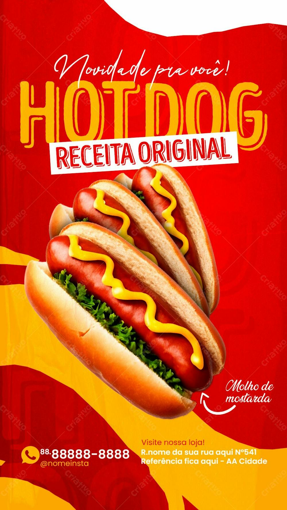 Stories Receita Original Do Melhor Hot Dog Social Media Lanchonete Psd Editável