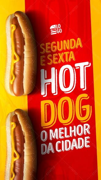 Stories segunda e sexta do hot dog social media lanchonete psd editável