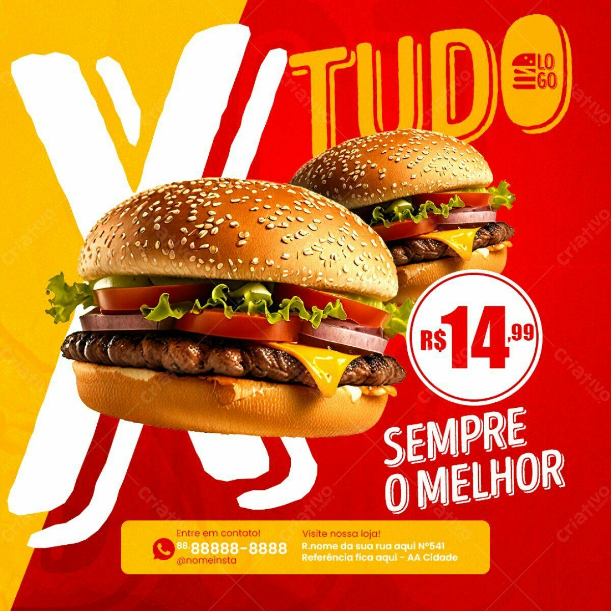 Flyer para Lançamento de Hambúrguer PSD Editável