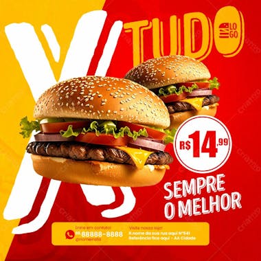 Feed compre o seu x tudo o melhor da região social media lanchonete psd editável