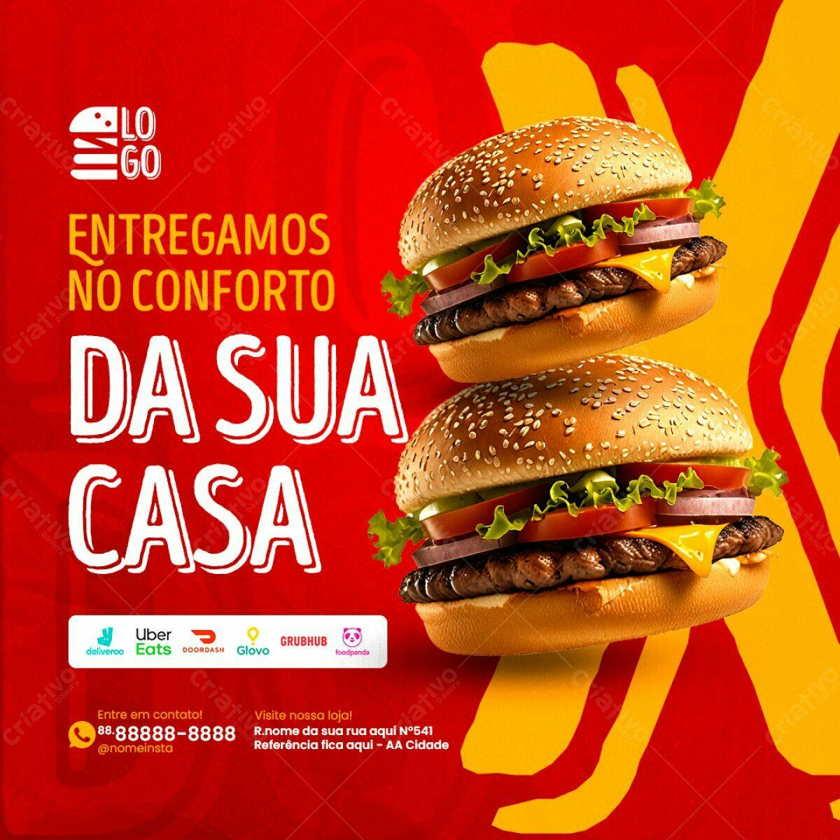 Flyer para Delivery de Hambúrguer PSD Editável